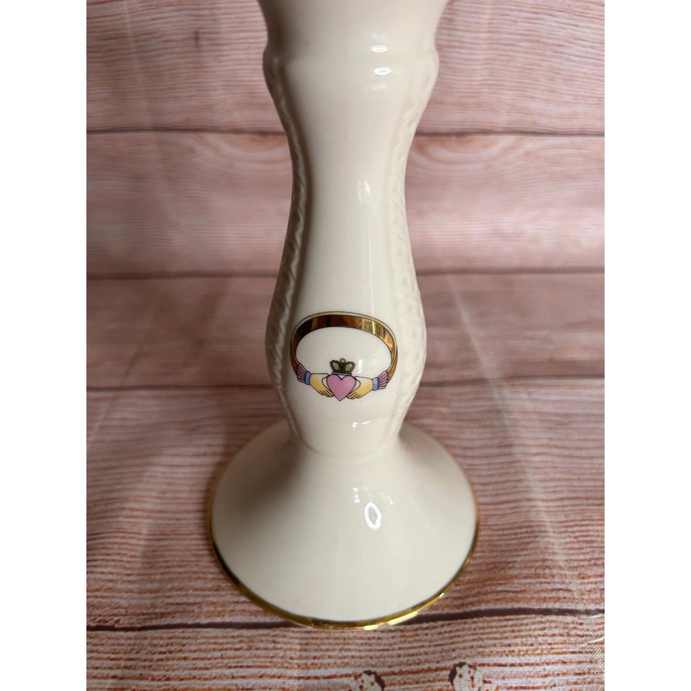 Donegal Parian China Irish Claddagh Candlestick Holder - Picture 3 of 4